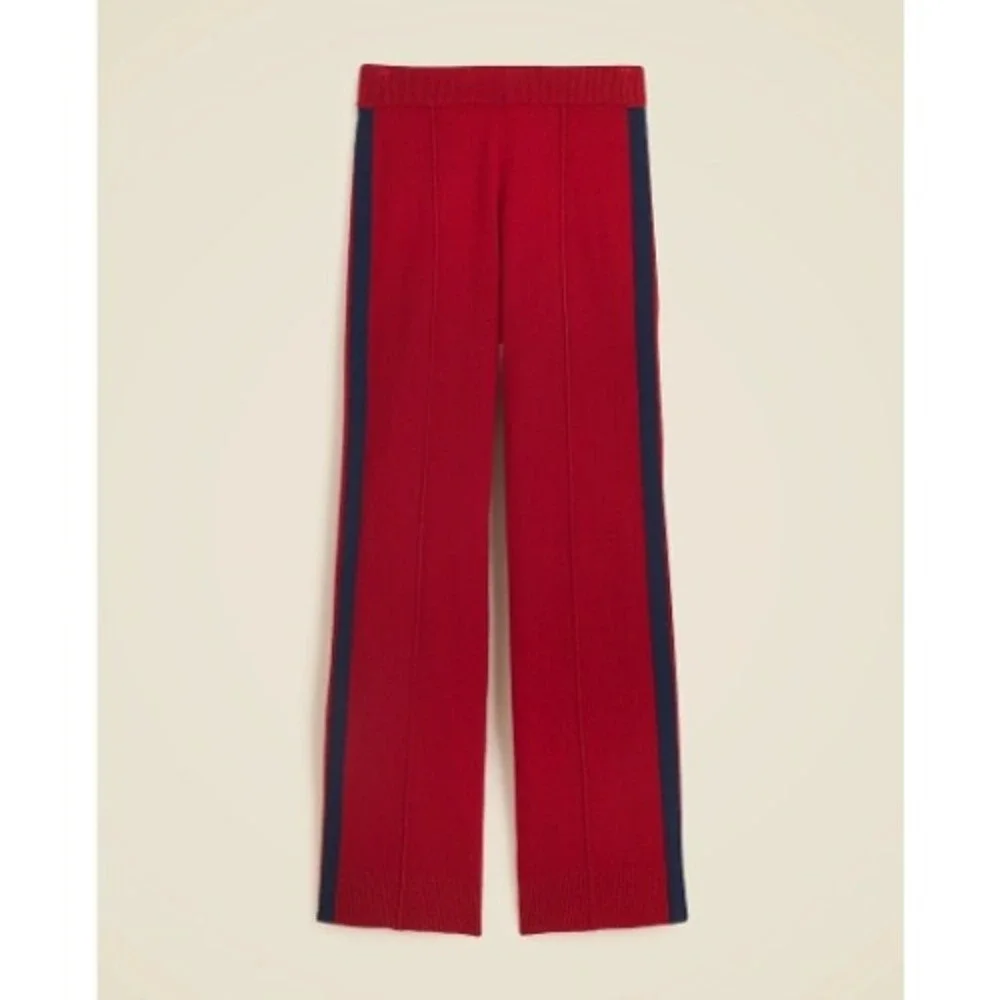 J.Crew Collection Cashmere Track Pants Women M Red Wide Leg Side Stripe $298 NWT - Picture 4 of 16